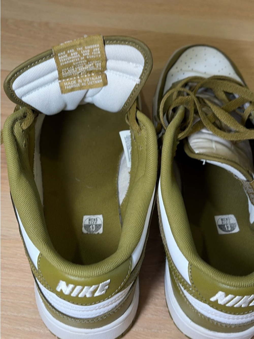 Nike Dunk Low Size 13 Olive Green and White Low-Top Sneakers - Men - Picture 6 of 6